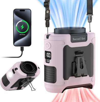 ソクール扇風機 携帯 10000mAh クリップ 腰扇風機 SOS LEDライト Type-C 屋外 超風 超静かな 多機能テーブル扇風機