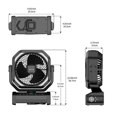 ソクール扇風機 ポータブル 20000mAh リモート制御多機能屋外キャンプ扇風機