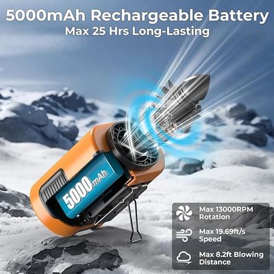 ソクール扇風機 4000mAh クリップ腰扇風機 オレンジ 黒 多機能ポータブル扇風機 ABSボディ シリコン ジャケット マンガン鋼 フック マンガン鋼 ブレーキット